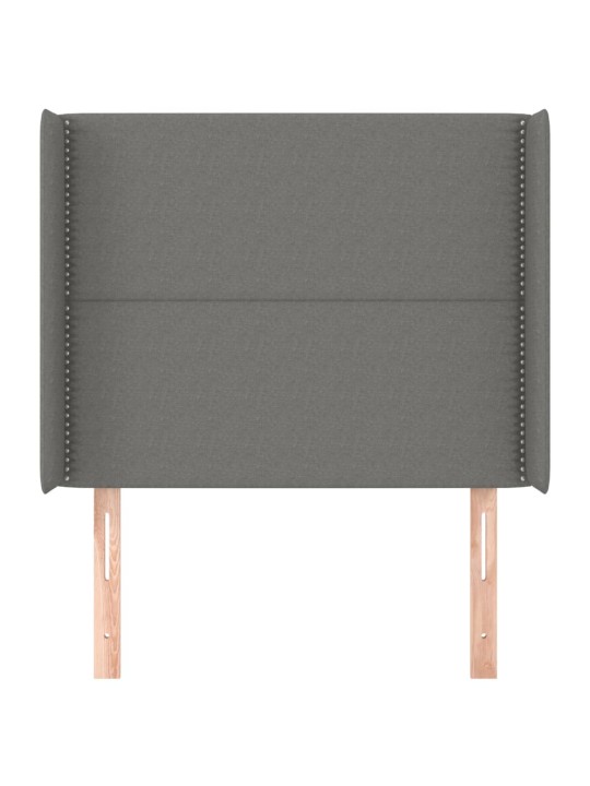 Čelo postele typu ušák tmavě šedé 83x16x118/128 cm textil