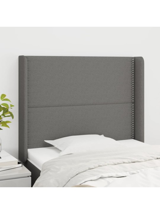 Čelo postele typu ušák tmavě šedé 83x16x118/128 cm textil
