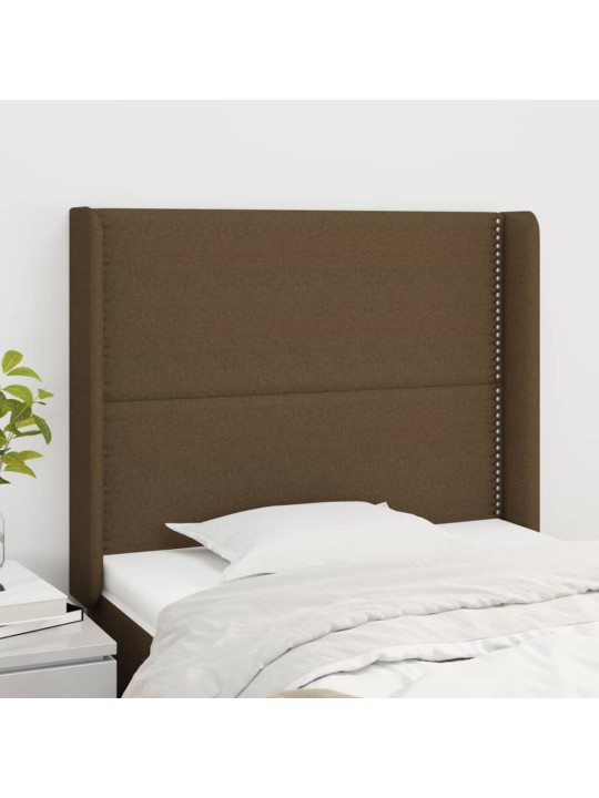 Čelo postele typu ušák tmavě hnědé 83x16x118/128 cm textil