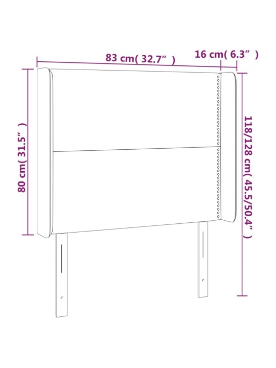 Čelo postele typu ušák taupe 83x16x118/128 cm textil