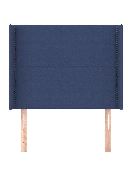 Čelo postele typu ušák modré 83x16x118/128 cm textil
