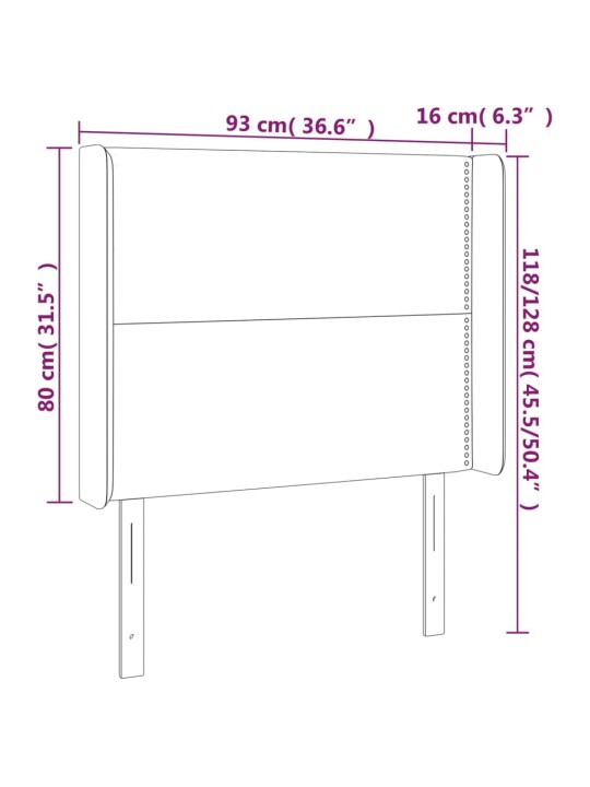 Čelo postele typu ušák tmavě šedé 93x16x118/128 cm textil