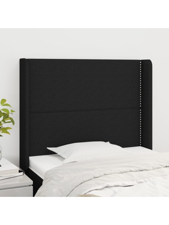 Čelo postele typu ušák černé 93x16x118/128 cm textil