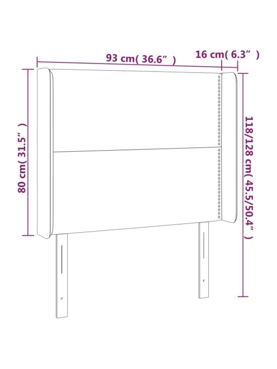 Čelo postele typu ušák krémové 93x16x118/128 cm textil