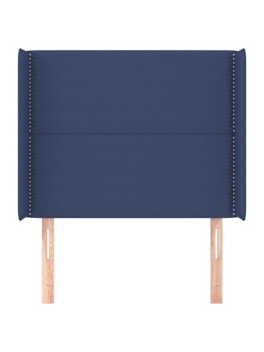 Čelo postele typu ušák modré 93x16x118/128 cm textil