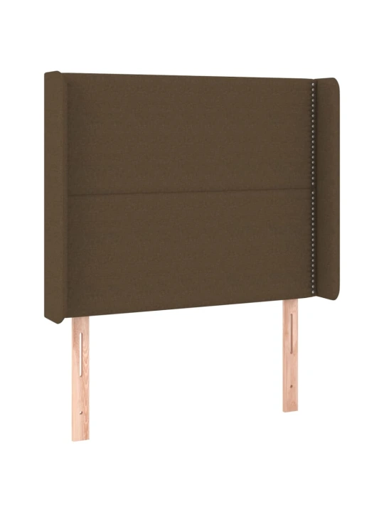 Čelo postele typu ušák tmavě hnědé 103x16x118/128 cm textil