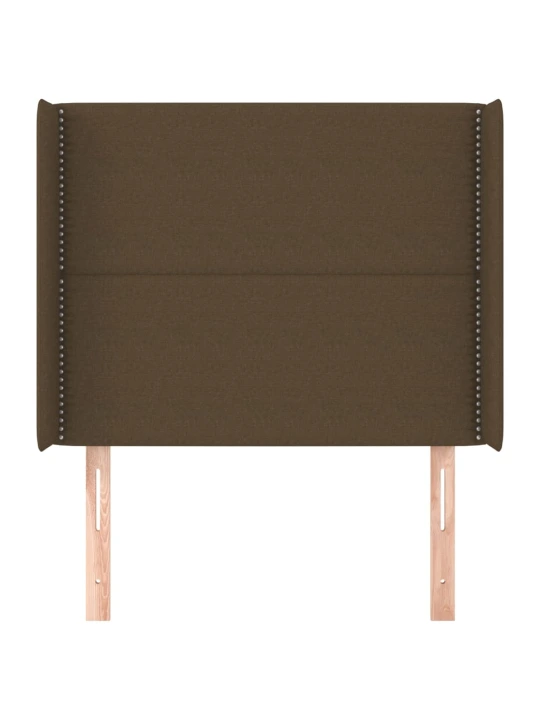 Čelo postele typu ušák tmavě hnědé 103x16x118/128 cm textil