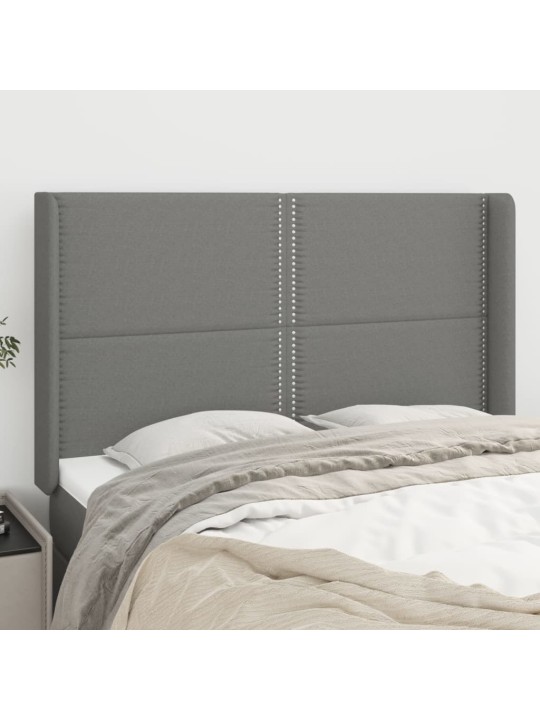 Čelo postele typu ušák tmavě šedé 147x16x118/128 cm textil