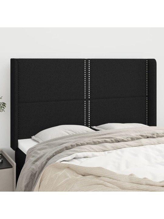 Čelo postele typu ušák černé 147x16x118/128 cm textil