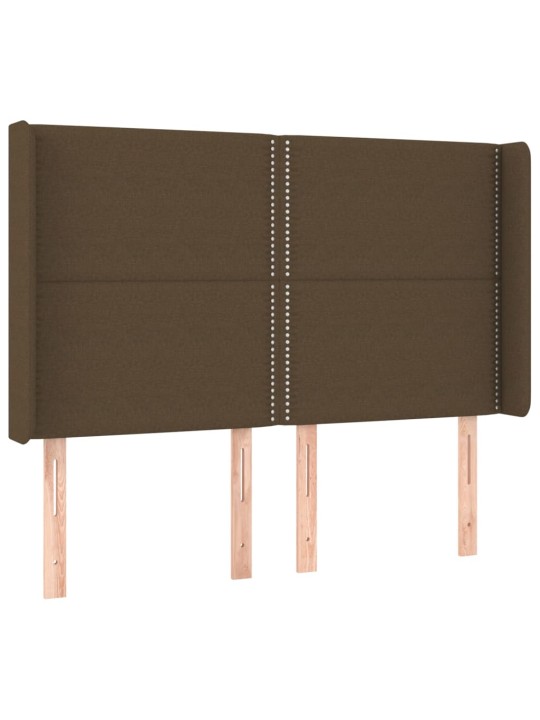 Čelo postele typu ušák tmavě hnědé 147x16x118/128 cm textil