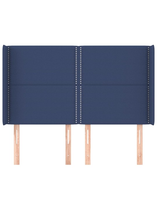 Čelo postele typu ušák modré 147x16x118/128 cm textil