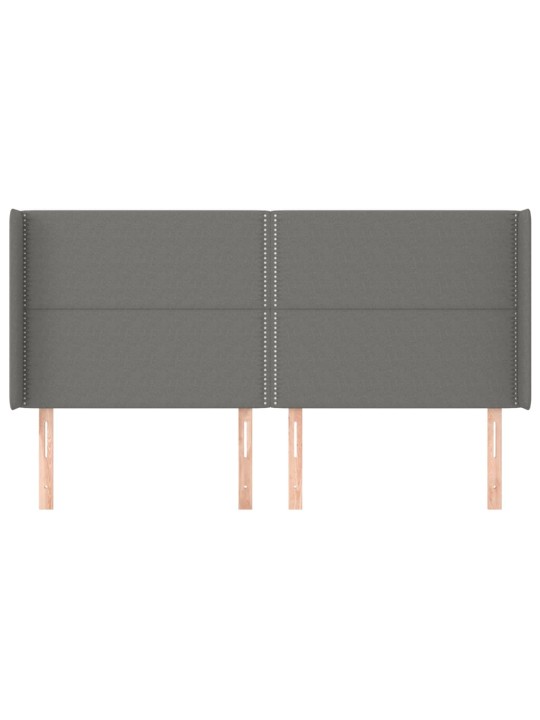 Čelo postele typu ušák tmavě šedé 183x16x118/128 cm textil