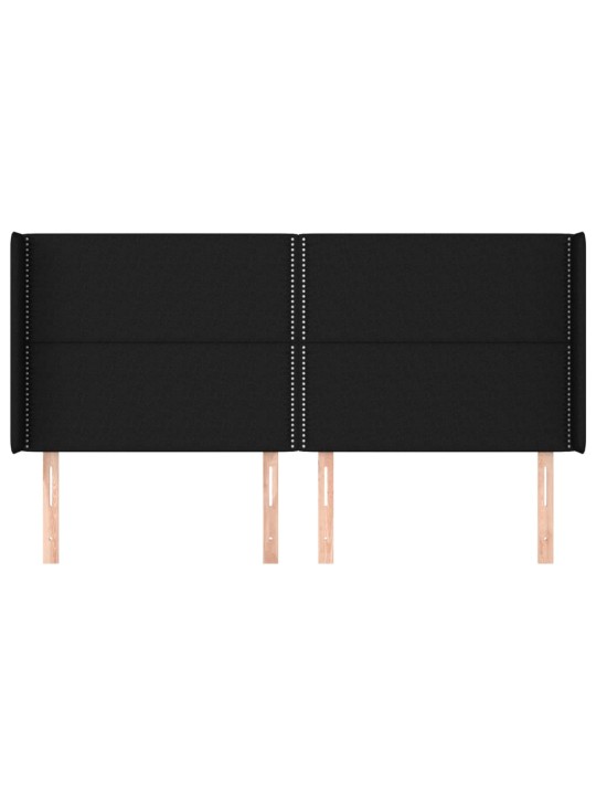 Čelo postele typu ušák černé 183x16x118/128 cm textil