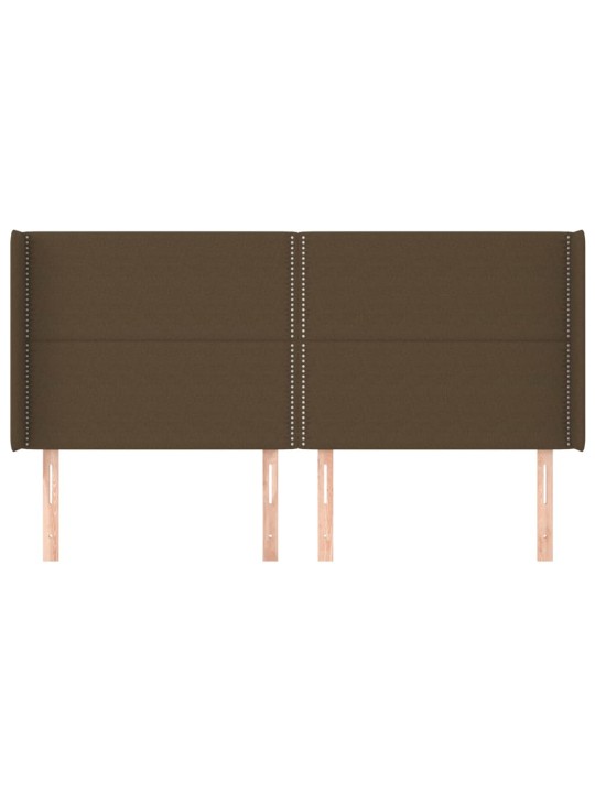 Čelo postele typu ušák tmavě hnědé 183x16x118/128 cm textil