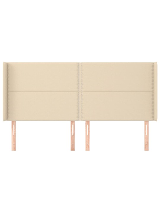 Čelo postele typu ušák krémové 183x16x118/128 cm textil