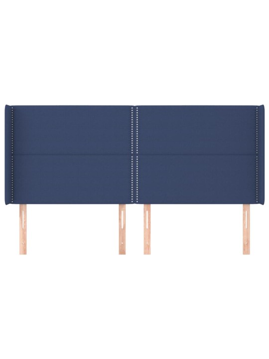 Čelo postele typu ušák modré 183x16x118/128 cm textil
