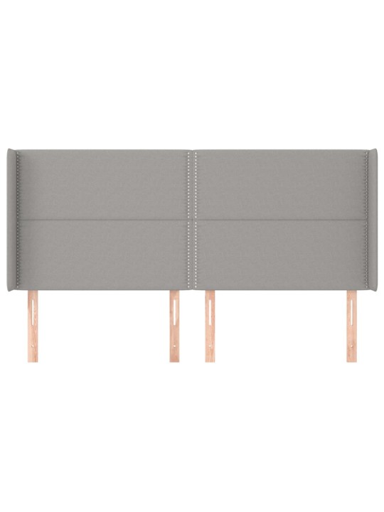 Čelo postele typu ušák světle šedé 203x16x118/128 cm textil