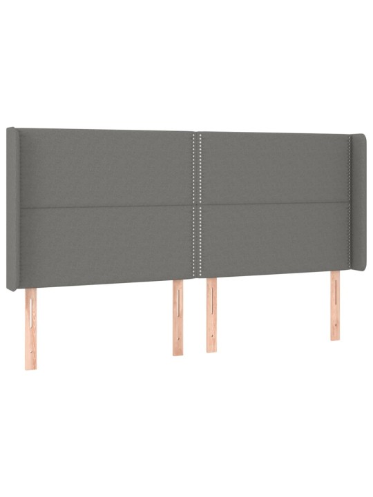 Čelo postele typu ušák tmavě šedé 203x16x118/128 cm textil