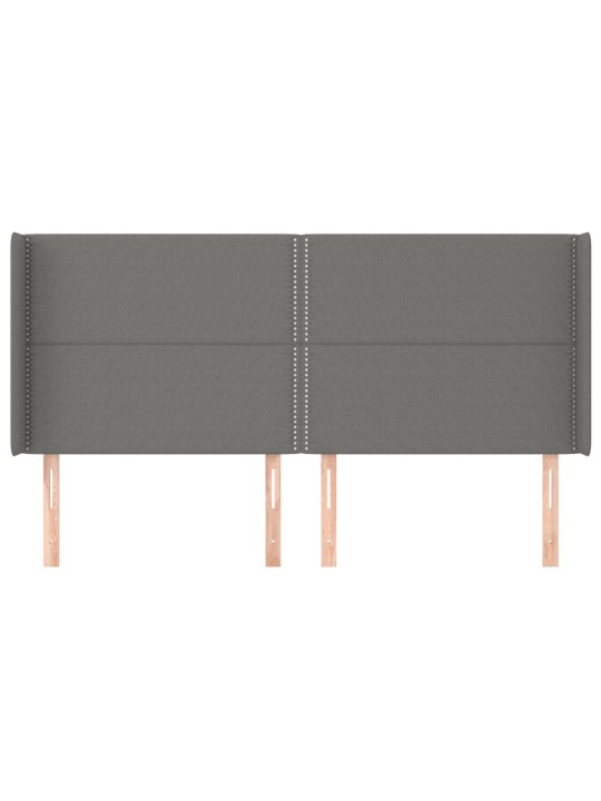 Čelo postele typu ušák tmavě šedé 203x16x118/128 cm textil