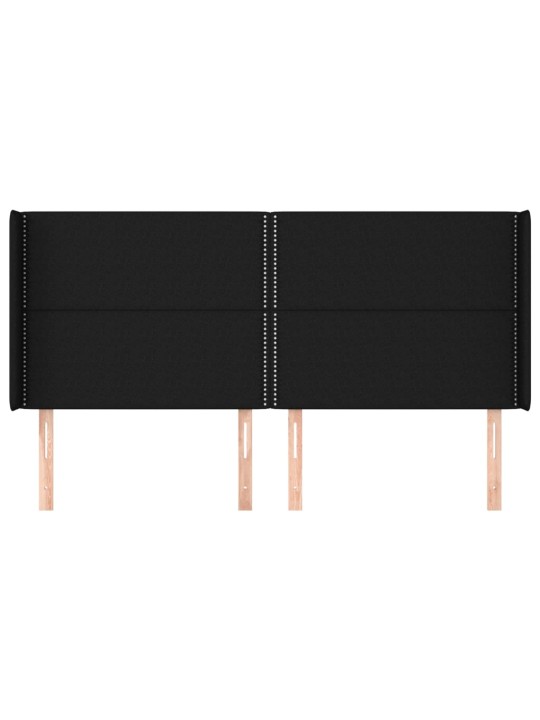 Čelo postele typu ušák černé 203x16x118/128 cm textil