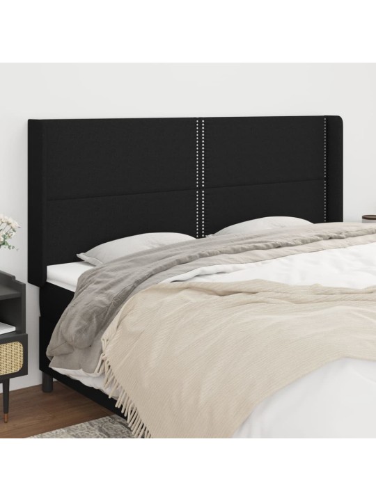 Čelo postele typu ušák černé 203x16x118/128 cm textil