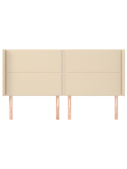 Čelo postele typu ušák krémové 203x16x118/128 cm textil