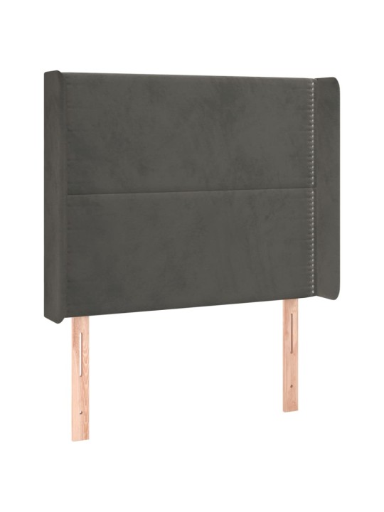 Čelo postele typu ušák tmavě šedé 83x16x118/128 cm samet