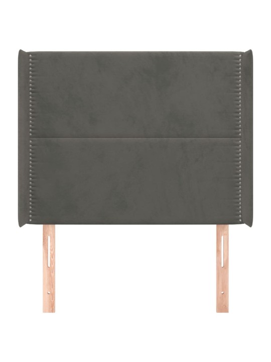 Čelo postele typu ušák tmavě šedé 83x16x118/128 cm samet