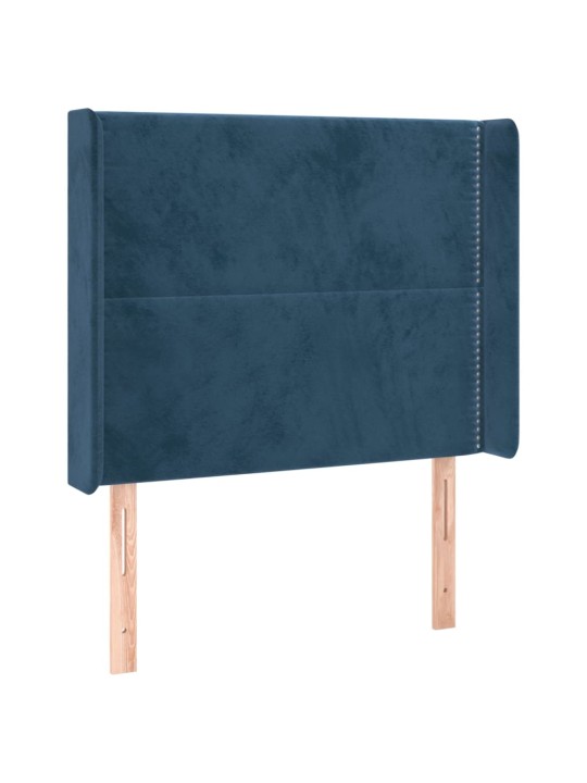 Čelo postele typu ušák tmavě modrá 83x16x118/128 cm samet