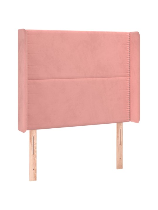 Čelo postele typu ušák růžové 83x16x118/128 cm samet