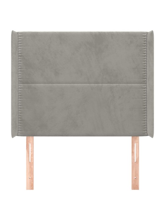 Čelo postele typu ušák světle šedé 93x16x118/128 cm samet