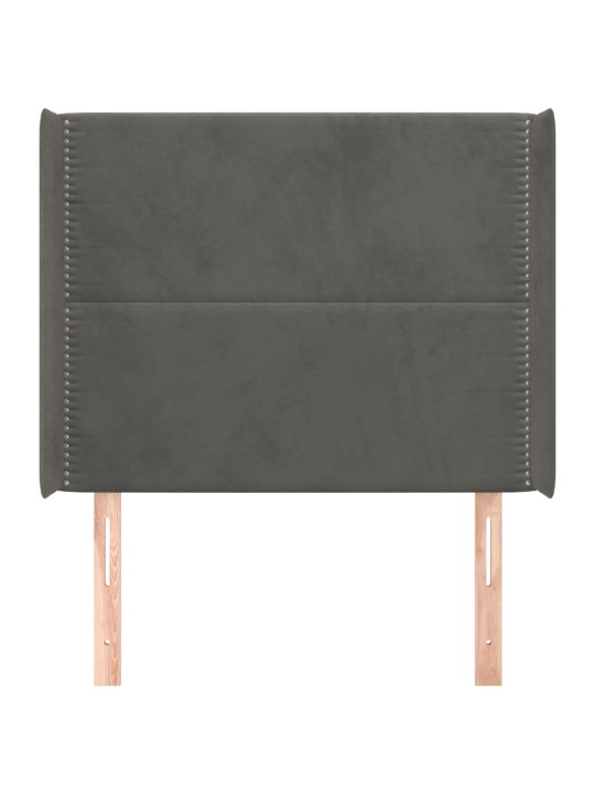 Čelo postele typu ušák tmavě šedé 93x16x118/128 cm samet