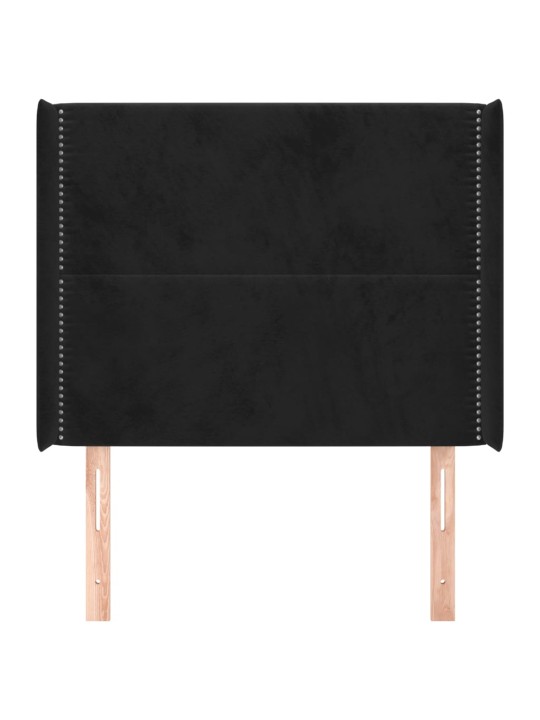 Čelo postele typu ušák černé 93x16x118/128 cm samet