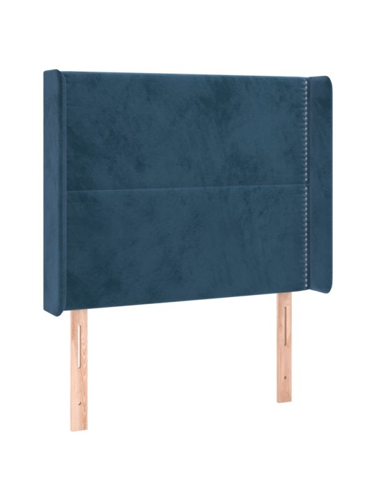 Čelo postele typu ušák tmavě modrá 93x16x118/128 cm samet