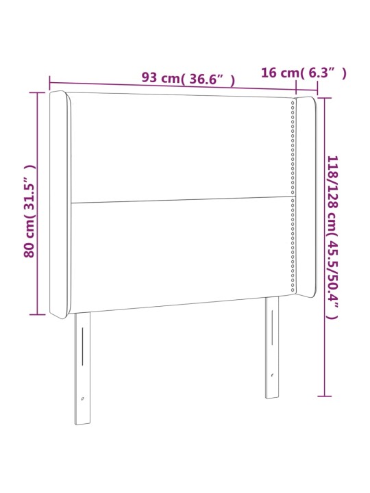 Čelo postele typu ušák tmavě modrá 93x16x118/128 cm samet