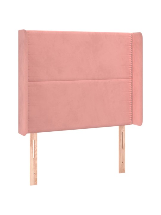 Čelo postele typu ušák růžové 93x16x118/128 cm samet