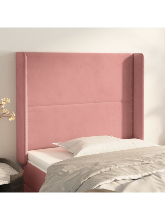Čelo postele typu ušák růžové 93x16x118/128 cm samet