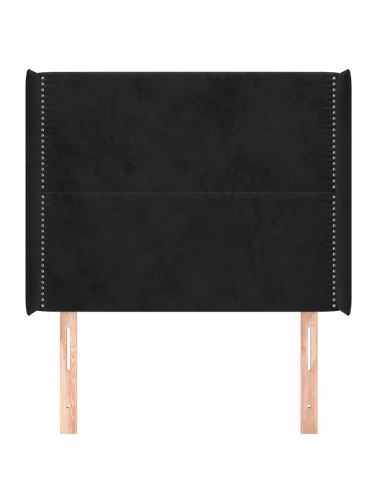 Čelo postele typu ušák černé 103x16x118/128 cm samet