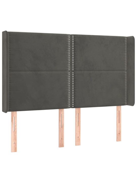 Čelo postele typu ušák tmavě šedé 147x16x118/128 cm samet