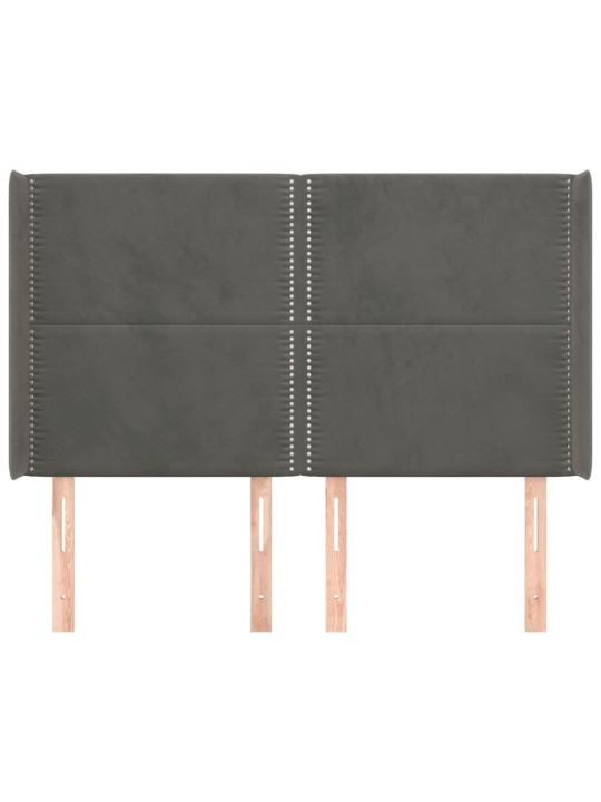 Čelo postele typu ušák tmavě šedé 147x16x118/128 cm samet
