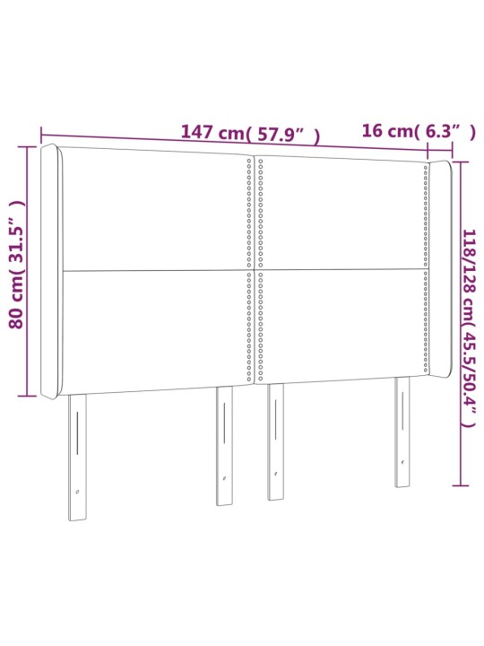 Čelo postele typu ušák tmavě šedé 147x16x118/128 cm samet