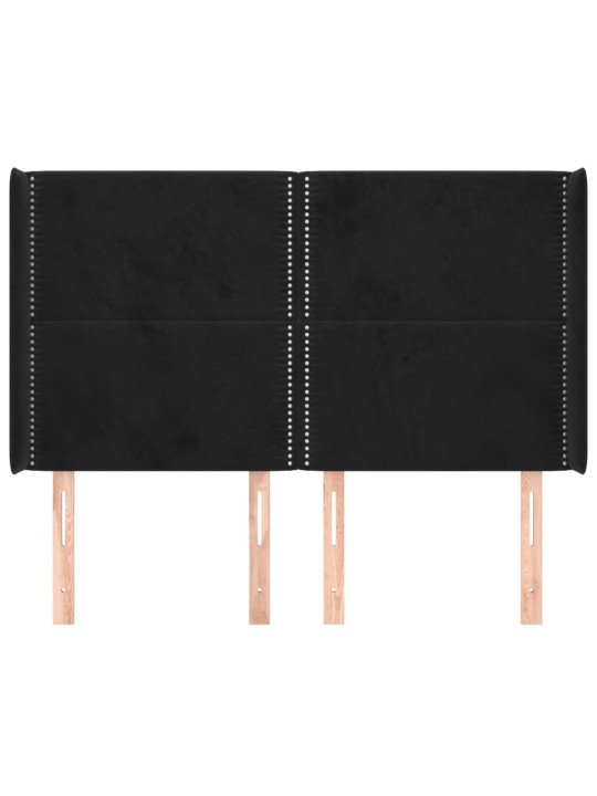 Čelo postele typu ušák černé 147x16x118/128 cm samet
