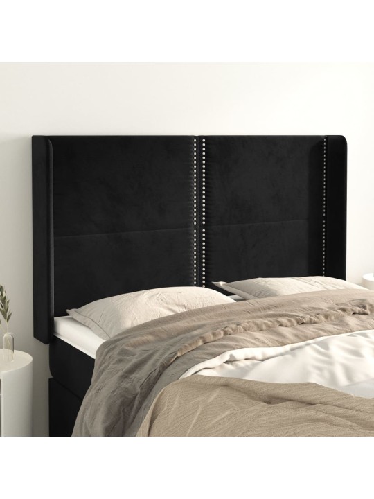 Čelo postele typu ušák černé 147x16x118/128 cm samet