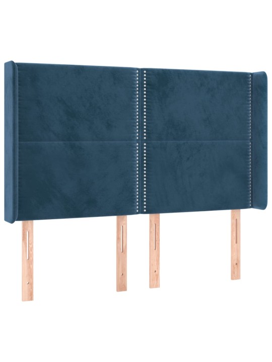Čelo postele typu ušák tmavě modrá 147x16x118/128 cm samet