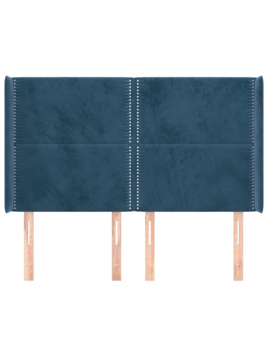 Čelo postele typu ušák tmavě modrá 147x16x118/128 cm samet