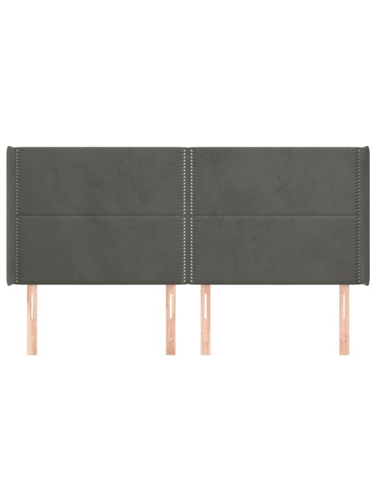Čelo postele typu ušák tmavě šedé 163x16x118/128 cm samet