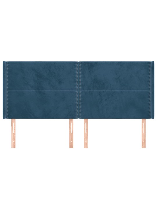 Čelo postele typu ušák tmavě modrá 163x16x118/128 cm samet