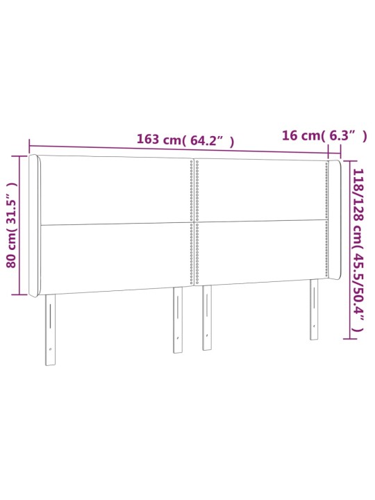 Čelo postele typu ušák tmavě modrá 163x16x118/128 cm samet