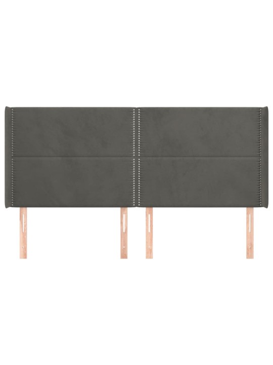Čelo postele typu ušák tmavě šedé 183x16x118/128 cm samet