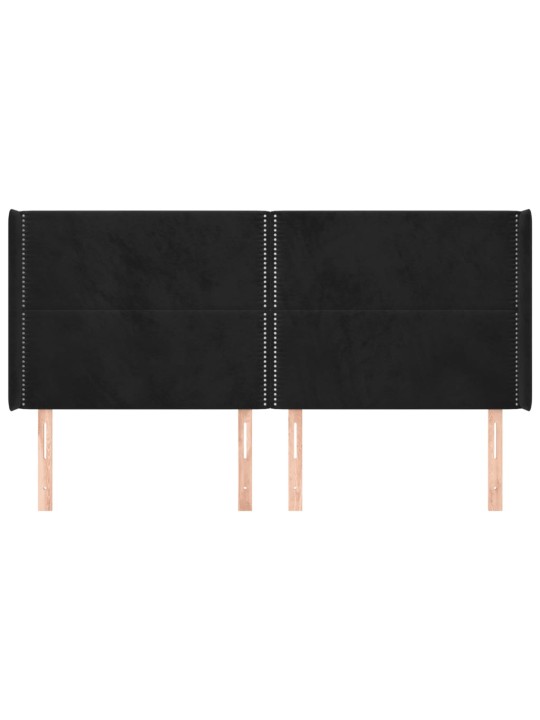 Čelo postele typu ušák černé 183x16x118/128 cm samet